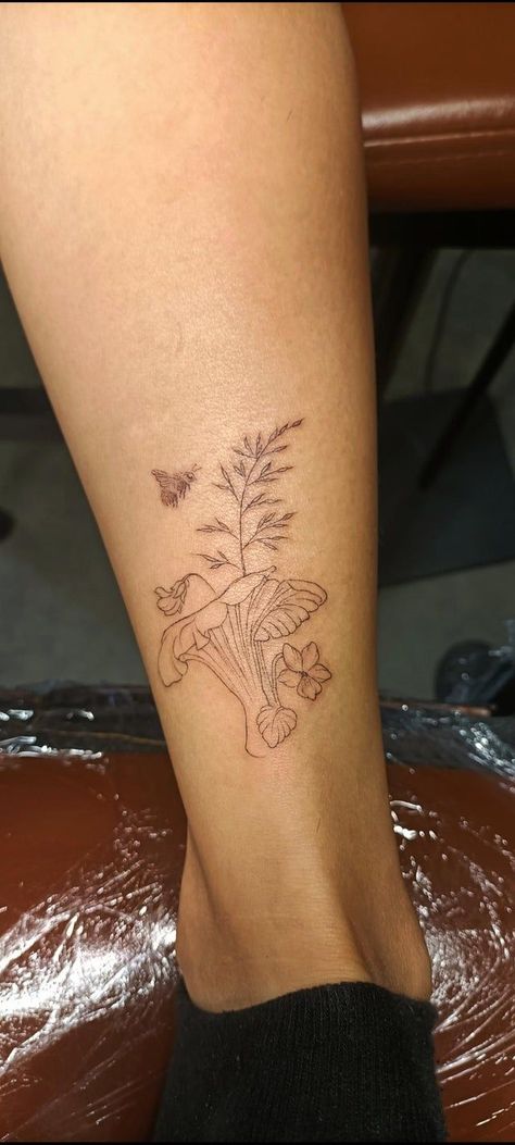 Chanterelle Mushroom Tattoo, Chanterelle Tattoo, Evermore Tattoo, Mushroom Tattoo, Mushroom Tattoos, Tattoo Master, Tattoo Care, Tattoo Parlors, Tattoo Machine