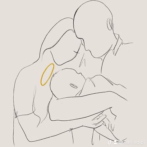 Baby Angel Drawing, Family Drawing Sketch, Misscarage Pictures, Line Art Angel, Angel Baby Drawing, Baby In Heaven, Angel Baby Art, Angel Bebe, Couple With Baby