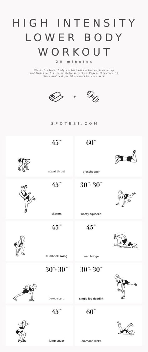 Build a firm, perky tush and sculpt strong, toned legs, and thighs with this 20-Minute High-Intensity Lower Body Workout. A dynamic home routine you can do with a set of dumbbells that will work your legs and bum and get your heart rate up. So it's a strength and cardio workout, all in one! https://www.spotebi.com/workout-routines/20-minute-high-intensity-lower-body-workout/ Dynamic Leg Workout, Legs And Cardio Workout, Leg And Cardio Workout, Lower Body Cardio, High Intensity Leg Workout, Lower Body Cardio Workout, Bum And Thigh Workout, Lower Body Workout At Home, Home Routine