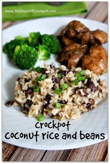 Easy crockpot recipe for coconut rice and beans...perfect side dish to Hawaiian chicken or other island foods! #crockpotrecipe Recipe For Coconut Rice, Curry Carrots, Blackened Snapper, Vegetarian Slow Cooker Recipes, Coconut Rice Recipe, Rice And Beans Recipe, Rice Beans, Slow Cooker Vegetarian, Rice And Beans