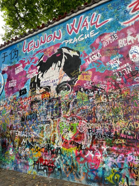 #prague #lennonwall John Lennon Wall Prague, Lennon Wall, John Lennon Wall, John Lennon, Prague, Czech Republic, Things I Love, Berlin, The One