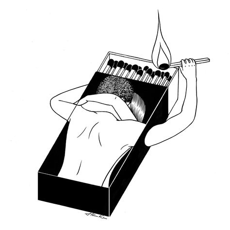 Henn Kim, Image Positive, Let It Burn, 웃긴 사진, Art Et Illustration, Art And Illustration, A Drawing, 그림 그리기, Dark Art