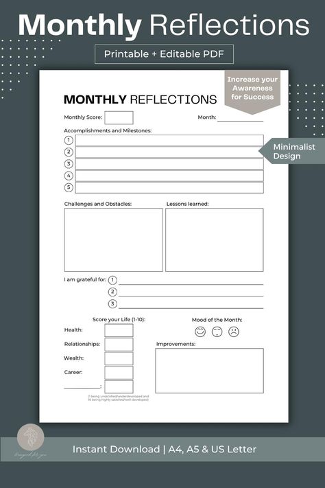 Monthly Check In Questions, Monthly Review Template, Monthly Check In, Monthly Review Planner, Monthly Reflection Template, Growth Worksheet, Month Reflection Journal, Journal Prompts For Monthly Reflection, Month In Review Bullet Journal