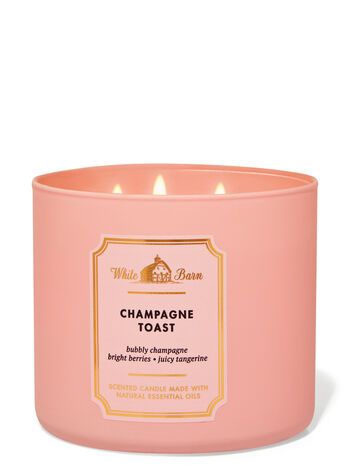 Champagne Toast 3-Wick Candle - White Barn | Bath & Body Works Candle Obsession, Bath & Body Works, Candle Images, Bath Body Works Candles, Champagne Toast, Bath Candles, Jelly Belly, White Barn, 3 Wick Candles