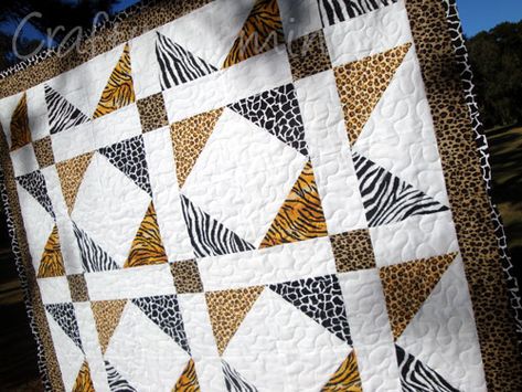 Blogger's Quilt Festival - Crafty Gemini Safari Quilt, Animal Print Quilt, Unique Quilt Pattern, Crafty Gemini, Big Block Quilts, African Quilts, Nursery Quilt, Quilt Pattern Download, Block Quilts