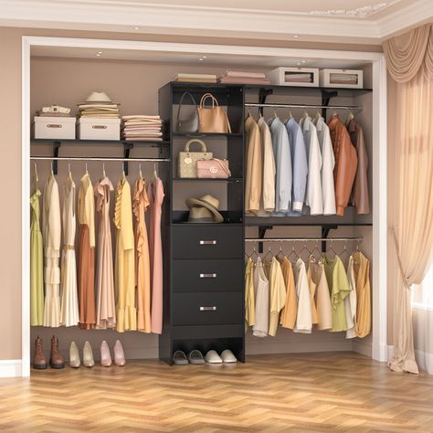 Behind Bed Ideas, Clothing Rack With Shelves, Closet Behind Bed, Diy Walk In Closet, Organiser Son Dressing, Storing Shoes, Closet Organizer With Drawers, Reach In Closet, Closet Organizing Systems