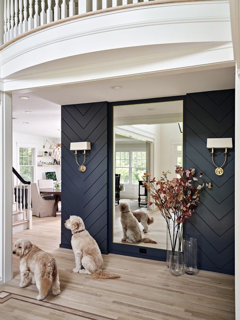 Behind Entry Door Ideas, Foyer Wall Ideas, Minwax Stain Colors, Black Accent Walls, Minwax Stain, Home Upgrades, Wood Stain, Hallway Decorating, Stain Colors