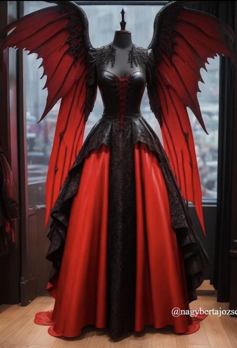 FASHION BLACK - Beautiful Queen of Dragons Dress! @... Dragon Dress Fantasy Gowns, Sith Costume, Red Dress Design, Goth Wedding Dresses, Queen Of Dragons, Red And Black Dress, Red Costume, Beautiful Long Dresses, Exquisite Gowns