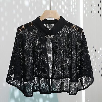 Ladies Lace Mesh Hollow Out Cardigan Cape Jacket Shrug Bolero Capelet Shawl Top | eBay Ethereal Androgyny, Capelet Shawl, Shawl Top, Lace Capelet, Shawl Jacket, Goth Things, Lace Poncho, Fantasy Outfits, Lace Shrug