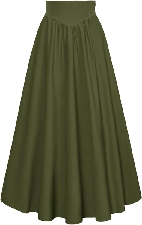 Women Elastic High Waist Victorian Skirts Vintage Boho Maxi Long Swing Peasant Skirt Lace-up Black Skirt for Summer M : Amazon.co.uk: Fashion Peasant Medieval, Victorian Skirts, Flowy Long Skirt, Dark Green Skirt, Long Green Skirt, Victorian Skirt, Olive Green Skirt, Green Maxi Skirt, Fantasy Outfits