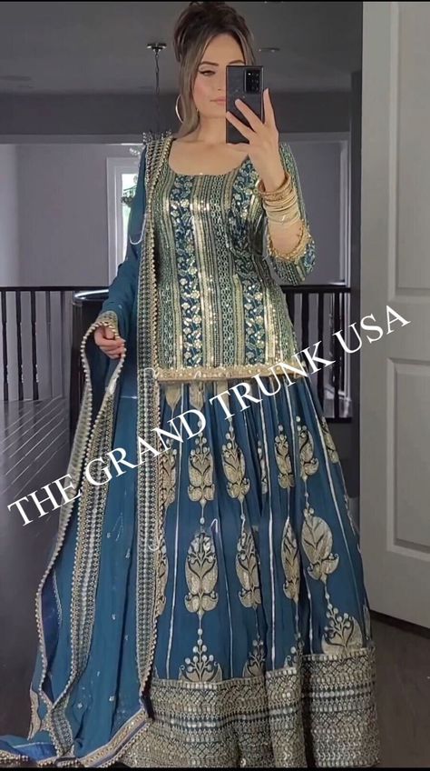 Pakistani Sharara Suit, Needle Work Embroidery, Pakistani Sharara, Kurta Lehenga, Bridal Lehenga Designs, Designer Salwar Kameez, Sabyasachi Lehenga, Saree Bollywood, Georgette Lehenga