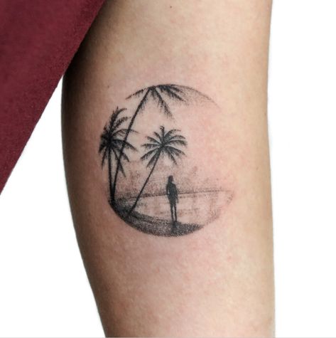 Sunset Beach Tattoo, 3 Friends Tattoo, 3 Friend Tattoos, Tattoo Beach, Beach Tattoos, Friends Tattoo, California Tattoo, Beach Tattoo, Black Tattoo