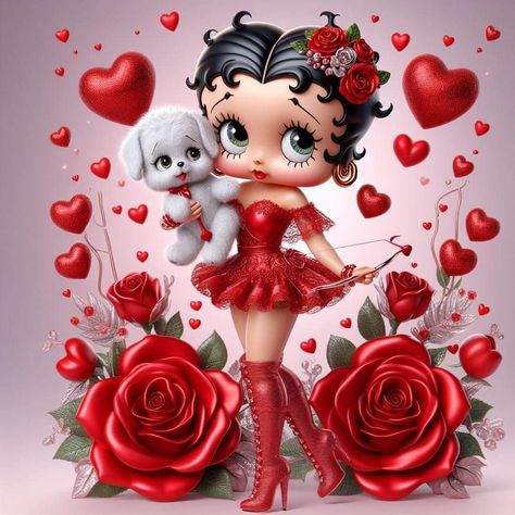 Betty Boop Pink, Betty Boop Classic, Betty Boop Quotes, Art For Decor, Pink Wallpaper Girly, Valentines Day Wishes, Mickey Mouse Art, Betty Boop Art, Betty Boop Cartoon