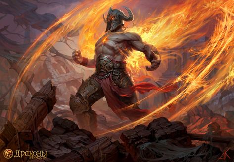 Fire Barbarian, Fire Warrior, Warrior Art, Art Competitions, High Fantasy, Dnd Characters, Burning Man, Fantasy Artwork, Black & White