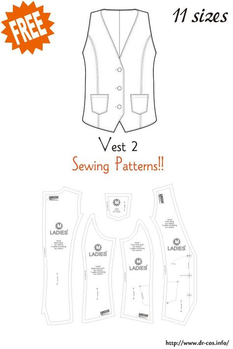 Vest Pattern Sewing, Mens Vest Pattern, Vest Sewing, Waistcoat Pattern, Vest Pattern Free, Vest Sewing Pattern, Fabric Christmas Ornaments Diy, Christmas Ornaments Diy, Diy Clothes Design