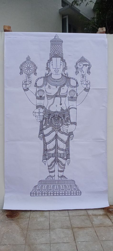 Tanjore Pencil Sketches, Venkateswara Swamy Pencil Drawing, Lord Venkateswara Pencil Sketch, Lord Venkateswara Drawings, Lord Venkateswara Drawings Easy, Lord Venkateshwara Drawing, Shilpashastra Drawing, Tirupati Balaji Sketch, Venkateswara Swamy Drawing