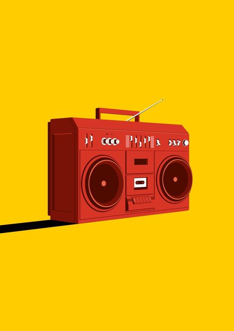 Boom Box Illustration, Boombox Character, Stereo Illustration, Boombox Illustration, Radio Illustration, 1980s Boombox, Boombox Art, Retro Stereo, 3d Animation Wallpaper