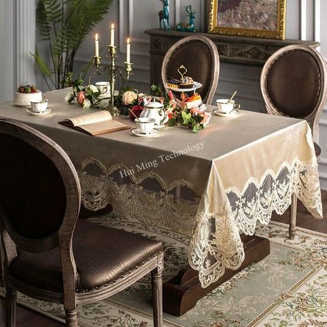 Cloth Tablecloths Rectangular Table | Golden Rectangular Cloth Tablecloth - Table Cloth - Aliexpress Dining Room Tablecloth, Farmhouse Rustic Kitchen, Nordic Chair, Luxury Table, Embroidered Tablecloth, Rectangle Tablecloth, Lace Table, Lace Tablecloth, Tablecloth Fabric