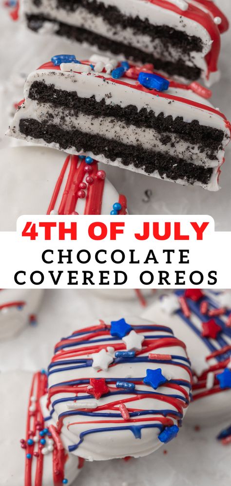 4th July Food, Berry Fruit Salad, Patriotic Treats, Batch Recipes, Chocolate Dipped Oreos, Patriotic Desserts, July Recipes, White Chocolate Bar, Peach Ice Tea