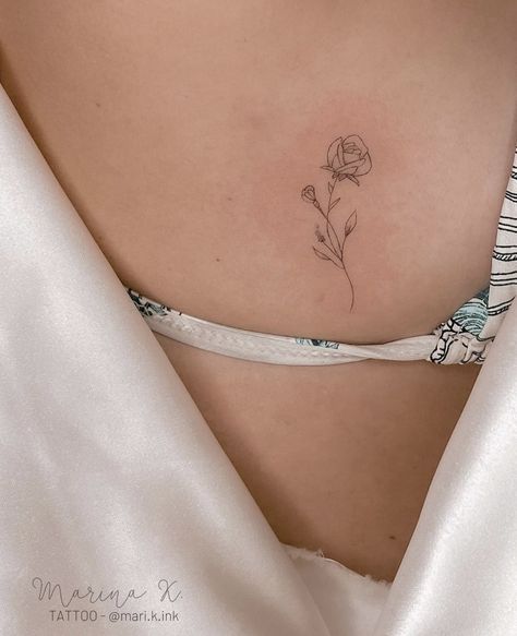 Roses Fine Line Tattoo, Dainty Roses Tattoo, Peony Tattoo Ribs, Soft Rose Tattoo, Ribs Flower Tattoo, Dainty Rose Tattoo Simple, Fine Line Roses Tattoo, Rose Tattoo On Collar Bone, Rose Tattoo Dainty