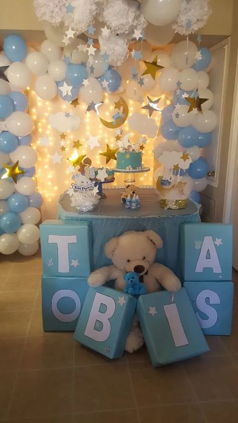 Baby Shower Nene, Baby Shower Ideas For Boy, Diy Baby Shower Decorations Boy, Ideas Para Baby Shower, Diy Baby Shower Ideas, Babby Shower, Baby Shower Ideas For Boys, Baby Boy Decorations, Baby Shower Theme Decorations