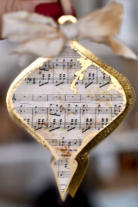 DIY Sheet Music Christmas Ornaments! - The Graphics Fairy Sheet Music Ornaments Diy, Hymnal Crafts, Sheet Music Christmas, Sheet Music Ornaments, Music Christmas Ornaments, Music Sheet Paper, Sheet Music Crafts, Christmas Crafts Diy Projects, Music Christmas