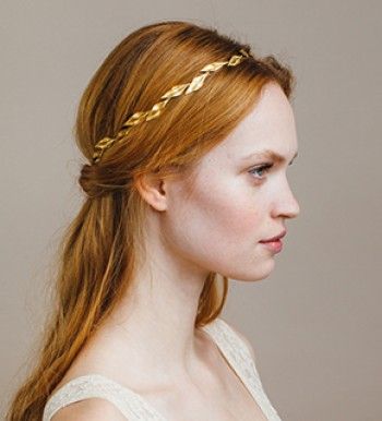 Handmade Tiaras, Fashion Shoots, Jennifer Behr, Floral Headband, Golden Leaves, Hair Strand, Coraline, Headband Hairstyles, Flowers In Hair