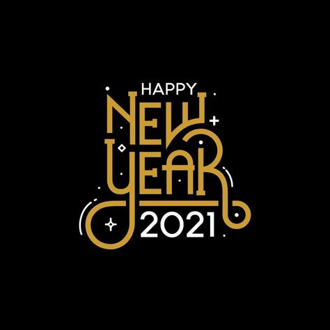 Happy New Year 2021 with lettering typography style for greeting card Creative New Year Post, 2024 New Year Design, Happy New Year Typography, New Year Logo, Happy New Year Letter, New Year Typography, Calligraphy Christmas, New Year Post, Happy New Year Text