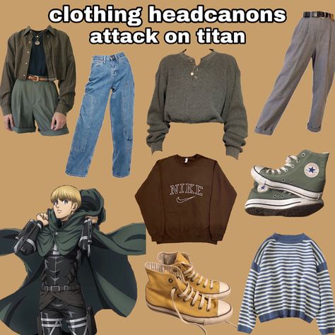 Armin Outfit, Clothing Headcanons, Anime Headcanons, Outfits Anime, Head Cannons, Closet Cosplay, Hot Clothes, Character Inspired Outfits, Food Carving