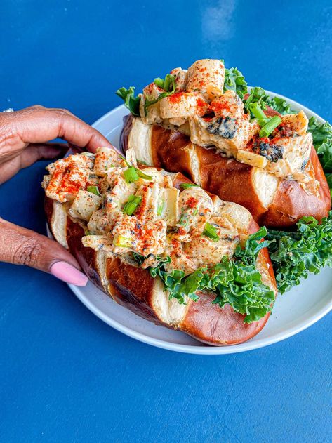 Heart Of Palm Lobster Roll, Vegan Seafood Recipes, Vegan Lobster, Vegan Seafood Boil, Vegan Lobster Roll, Vegan Seafood, Lobster Roll Recipes, Vegan Fries, Vegan Fish