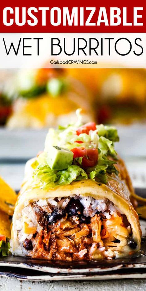 Chicken Wet Burrito Recipe, Wet Burrito Recipe, Wet Burrito Recipes, Pork Burritos, Wet Burrito, Mexican Comfort Food, Ketogenic Recipes Dinner, Dinner Keto, Burrito Recipe