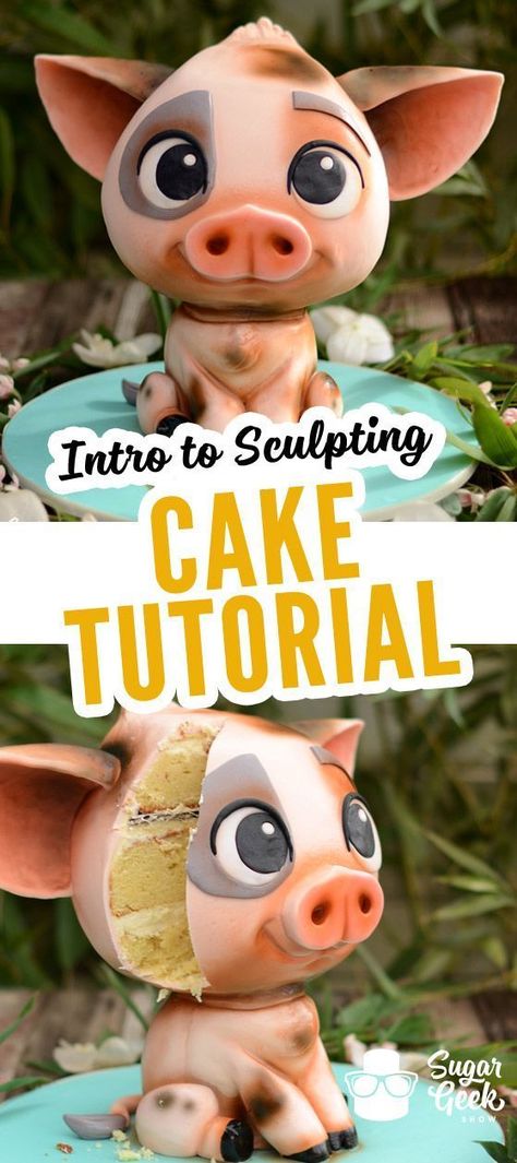 Learn how to sculpt cake! Everything you need to know to get started sculpting a multitude of cakes! In depth instructions on how to sculpt Pua the Pig from Moana that can translate to your future projects! Visit the following link to watch the promo video on our site: https://sugargeekshow.com/course-preview/introduction-cake-sculpting-preview/ Trendy Cupcakes, Diy Sweets, Cupcakes Decoration Diy, Cupcakes Decoration Tutorial, Cupcakes Decorating, Cake Structure, Moana Cake, Sculpted Cakes, Diy Cupcakes