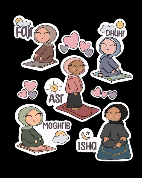 Islam Scrapbook, Hijab Sticker, Sticker On Instagram, Stickers Islamic, Cute Hijab Cartoon Wallpaper, Islamic Kids Activities, Estilo Hijab, Sticker Design Inspiration, Islamic Cartoon