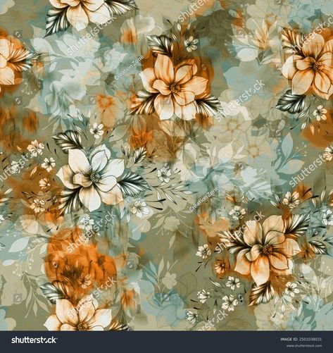 Allover Digital Pattern Beautiful Motifs Flowers Stock Illustration 2501038031 | Shutterstock Digital Allover Design, Shutterstock Allover Design, Seamless Flower Pattern Design, Watercolor Flower Allover, Seamless Floral Pattern Vector, Crop Image, Channel Art, Schedule Design, Real Estate Flyers