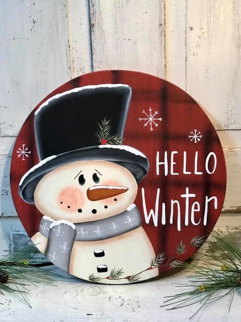 Primitive Winter Decor, Fancy Door, Snow Place, Snowman Decor, Plaid Background, Snowman Painting, Diy Christmas Decorations Easy, Christmas Signs Wood, Christmas Wood Crafts