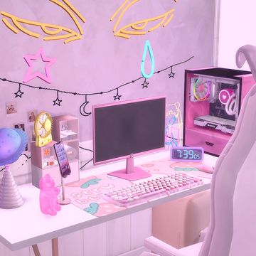 ♡gift♡ 2k followers on patreon! (gamer girl mousepad) | Hydrangea on Patreon Sims 4 Pink Furniture Cc Patreon, Sims 4 Gaming Computer Cc, Sims 4 Cc Patreon Gamer, Sims Cc Gaming Setup, Sims 4 Gamer Setup, Sims 4 Cc Furniture Gamer, Sims 4 Cc Gamer Room, Sims 4 Gaming Pc Cc, Gaming Set Up Sims 4 Cc