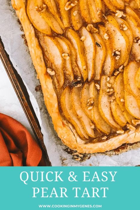 Pear Tart Recipe Easy, Pear Recipes Easy, Pear Tart Recipe, Pear Dessert Recipes, Easy Pastry Recipes, Pear Dessert, Puff Pastry Desserts, Baked Pears, Pear Tart