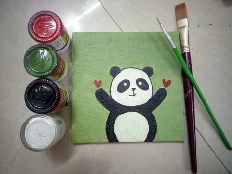 Material used : 5"*5" inch canvas board 
Acrylic paint and brush Panda Painting Easy Canvas, Panda Canvas Painting, Tiny Panda, Panda Painting, Panda Drawing, Happy Panda, Round Canvas, Diy Canvas Art Painting, Small Canvas