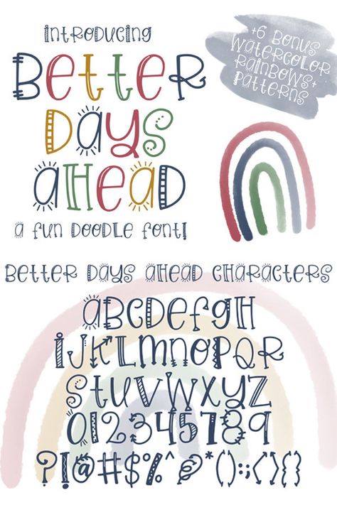 Better Days Ahead Fun font with doodle alphabet | Etsy Letters Envelope, Font Doodle, Fun Handwriting, Cute Fonts Alphabet, Hand Lettering Alphabet Fonts, Alphabet Handwriting, Fun Lettering, Alfabet Font, Fonts Embroidery