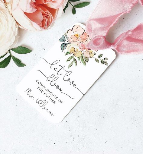 Printable Flower Bar Favor Tag Sign, Vintage Floral, Bridal Shower Bouquet Station Tag, Let Love Bloom Favor Sign, Bloom Bar Tag, Cambridge Fall Wedding Gifts, Printable Tags Template, Youre The Bomb, Floral Wedding Favors, Favour Tags, Pink Printable, Printable Favor Tags, Favour Tags Template, Gift Tag Template