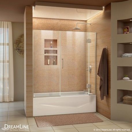 Frameless Hinged Shower Door, Black Bathtub, Bathtub Doors, Tub Doors, Casas Coloniales, Tub Shower Doors, Frameless Shower Doors, Frameless Shower, Wall Installation