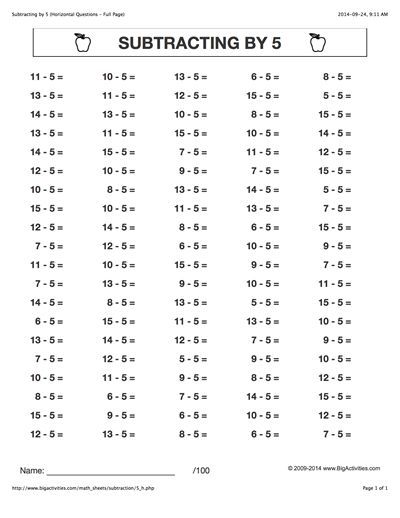 Subtracting by 5. Subtraction math worksheets with 6 different styles to choose from. Basic Subtraction Worksheets, Basic Subtraction, Kumon Math, Math Drills, Math Subtraction, Math Sheets, 2nd Grade Math Worksheets, 1st Grade Math Worksheets, Subtraction Worksheets