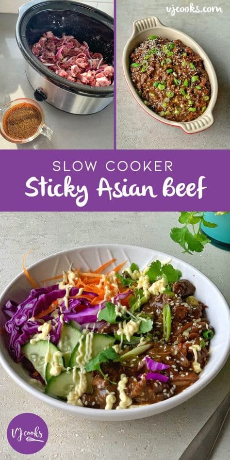 VJ cooks - Sticky Asian Beef Sticky Asian Beef, Beef Recipe Ideas, Sticky Beef, Prep Dinners, Lamb Shanks Slow Cooker, Kitchen Princess, Food Savoury, Vj Cooks, Slow Cooker Lamb