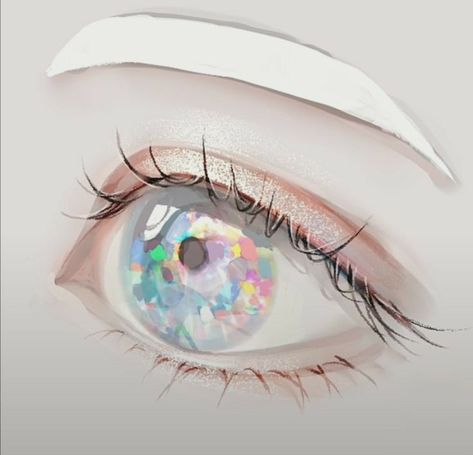 Rainbow Eyes Drawing, Star Eyes Anime, Opal Eyes, Manga Eyes, Rainbow Eyes, Eyes Artwork, Crystal Eyes, Magic Eyes, White Eyes