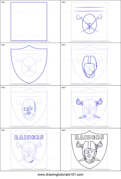 How to Draw Oakland Raiders Logo printable step by step drawing sheet : DrawingTutorials101.com Minions, Raiders Drawings Easy, Raiders Stencil, Raiders Drawings, Raiders Logo Wallpapers, Raider Drawings, Raiders Painting, Raiders Symbol, Fox Drawing Tutorial