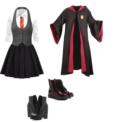 Hogwarts Uniform Gryffindor Female, Female Hogwarts Uniform, Gryffindor Uniform Female Aesthetic, Hogwarts Clothes Gryffindor, Harry Potter Clothes Gryffindor, Gryffindor Outfit Uniform, Griffindor Outfits Uniform, Gryffindor Uniform Aesthetic, Hogwarts Gryffindor Uniform