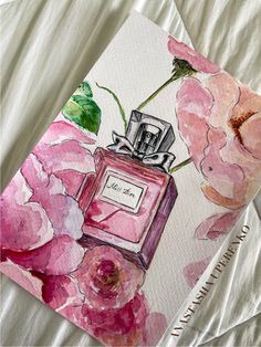 Perfume Bottle Painting, Perfume Art Painting, Perfume Painting, Perfume Drawing, Koleksi Parfum, Art Journal Therapy, Art Hobbies, Cute Paintings, Easy Drawings Sketches