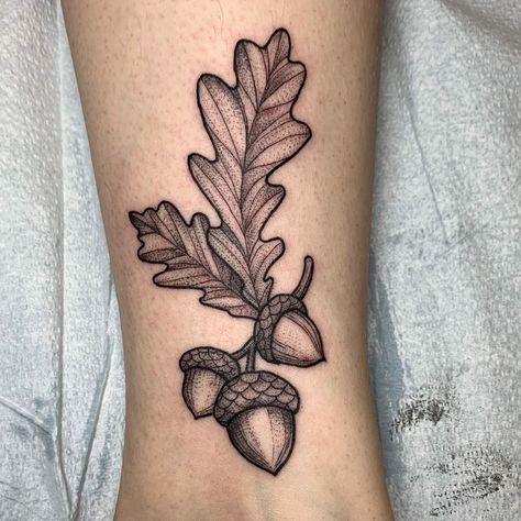 Small Forest Tattoo, Oak Tree Leaf Tattoo, Oak Leaves Tattoo, Oak Leaf Tattoo, Oak Tattoo, Oak Leaf Tattoos, Acorn Tattoo, Tree Branch Tattoo, Sycamore Leaf