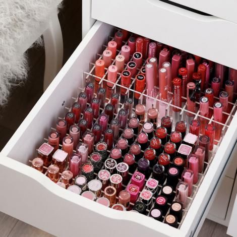 Ikea Alex Drawers Makeup, Ikea Makeup Storage, Acrylic Makeup Organizers, Ikea Makeup, Makeup Storage Ideas, Acrylic Drawer, Ikea Alex Drawers, Makeup Collection Goals, Gloss Eyeshadow