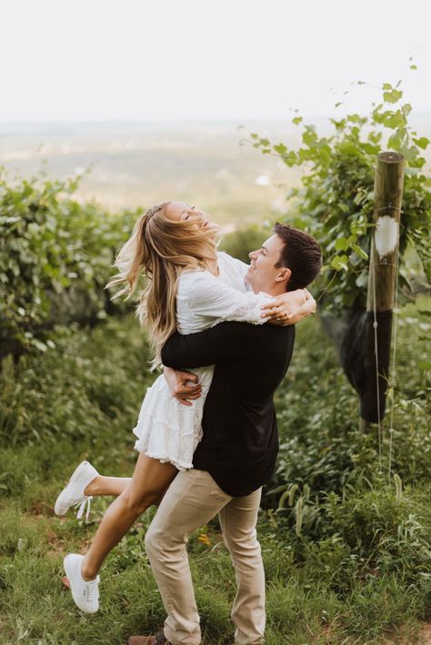 Bears Den Overlook Engagement Session | Bluemont, Virginia Bluemont Virginia, Winery Couples Photography, Montaluce Winery Engagement Photos, Virginia Engagement Shoot, Engagement Photos With Cows, Vineyard Engagement Photos, Mountain Engagement Shoot, Vineyard Photography, Minnewaska State Park Engagement